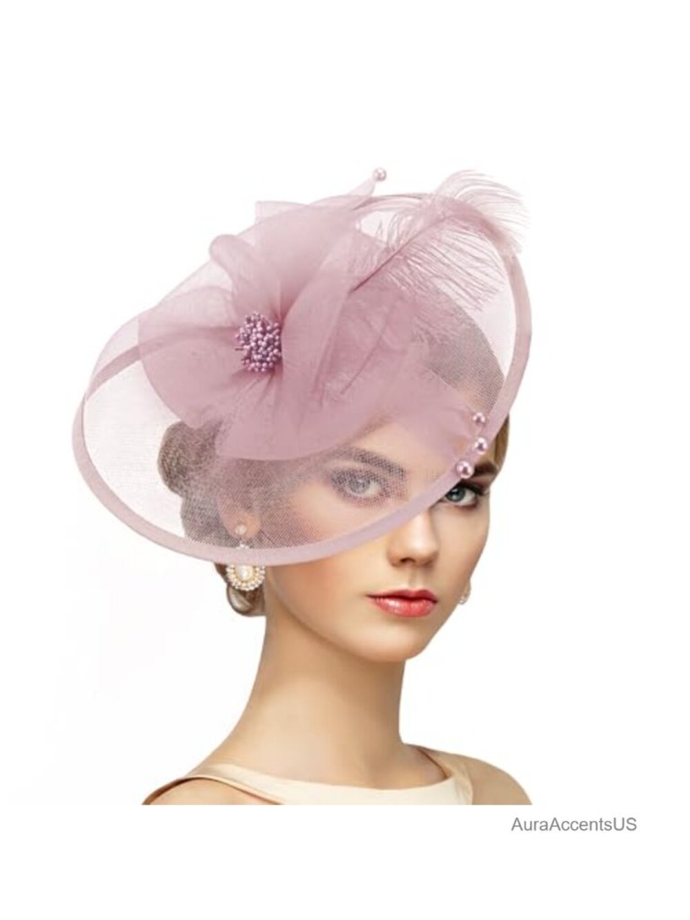 Feather Tea Party Fascinator Derby Hat with Hairpin and Headband